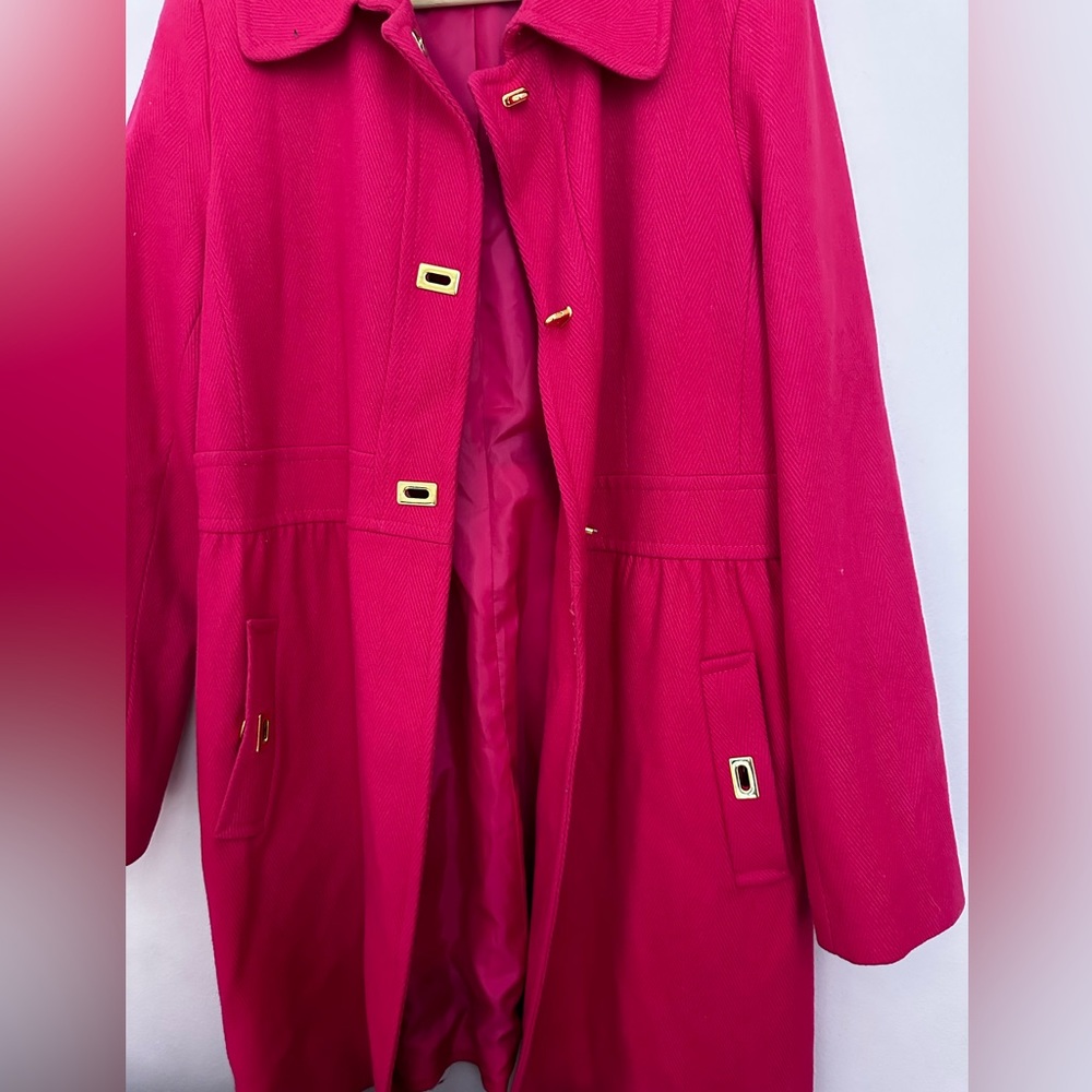 DKNY pink coat worn only once. One of the clasps/buttons missing (see picture)